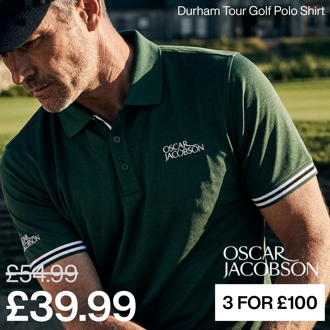 Oscar Jacobson Mens 2026 Durham Tour 4 Way Stretch Golf Polo Shirt