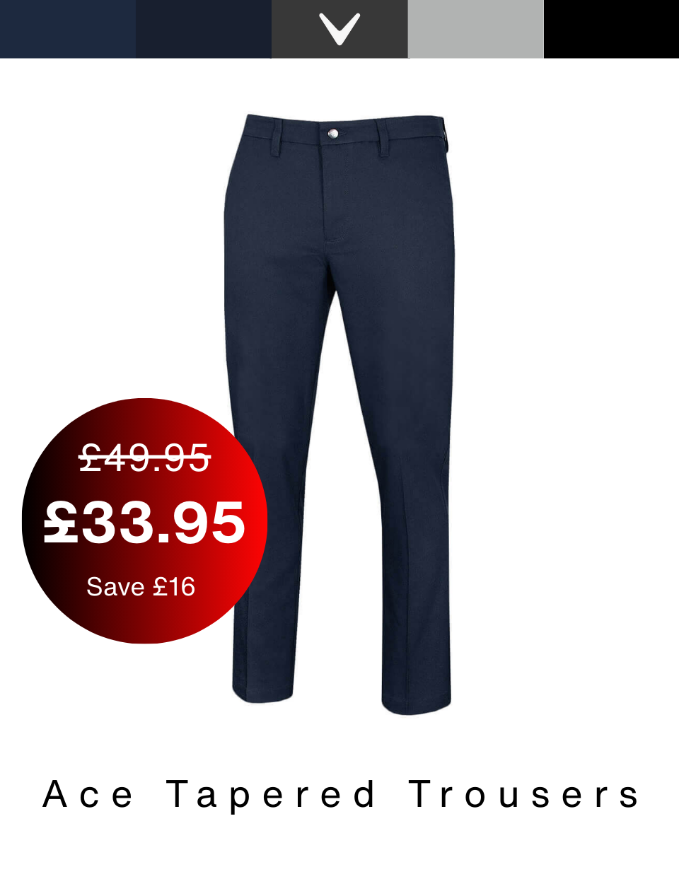 Callaway Golf Mens 2026 Ace Stretch Tapered Golf Trousers