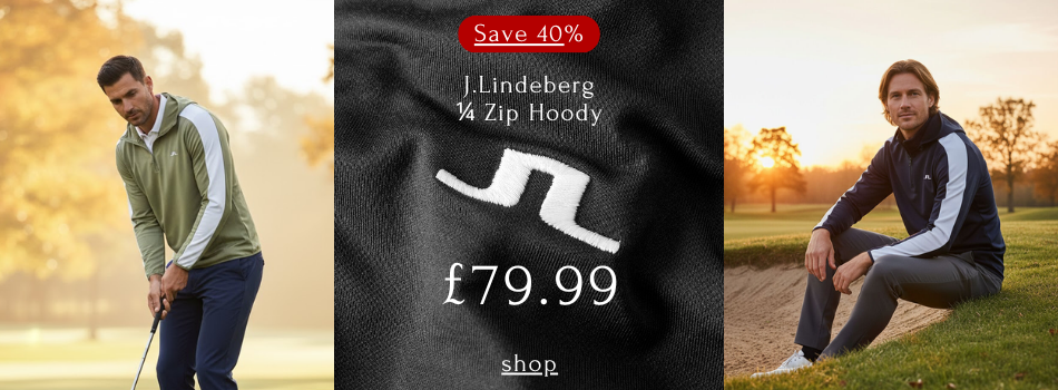 J.Lindeberg Mens 1/4 Zip Lightweight Wicking Midlayer Golf Hoody model shot banner