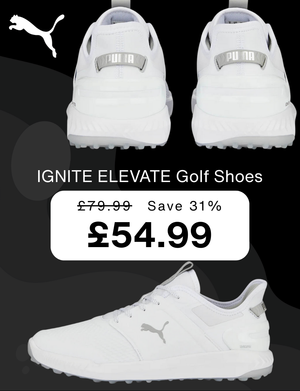 Puma Golf Mens IGNITE ELEVATE Spikeless Comfort Waterproof Golf Shoes