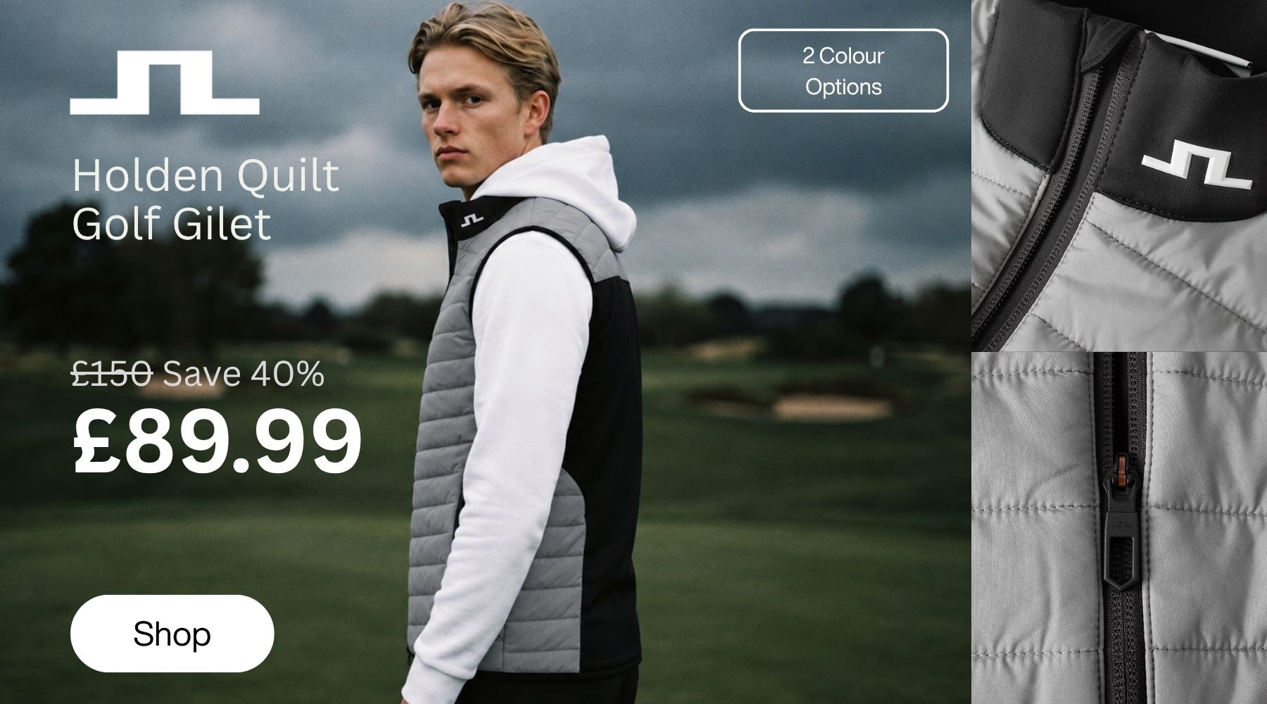 J.Lindeberg Mens Holden Quilt Hybrid Stretch Golf Vest Gilet