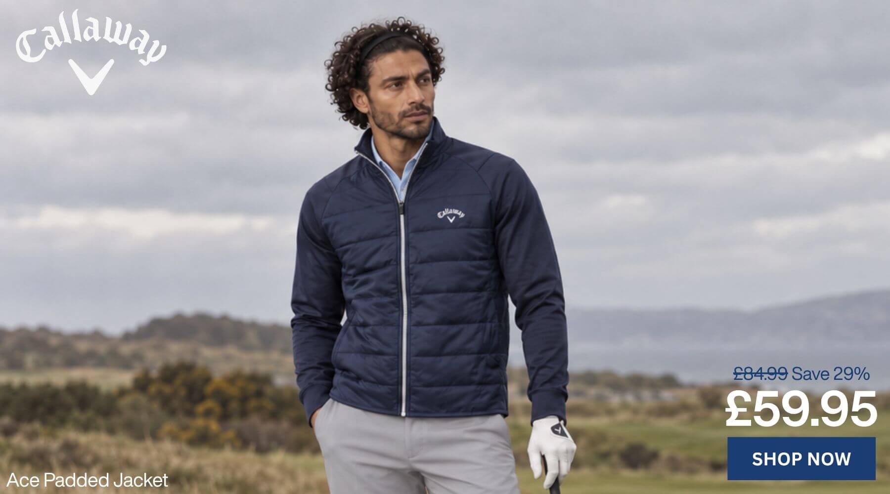 Callaway Golf Mens 2026 Ace Wind Resistant Puffer Full Zip Padded Jacket