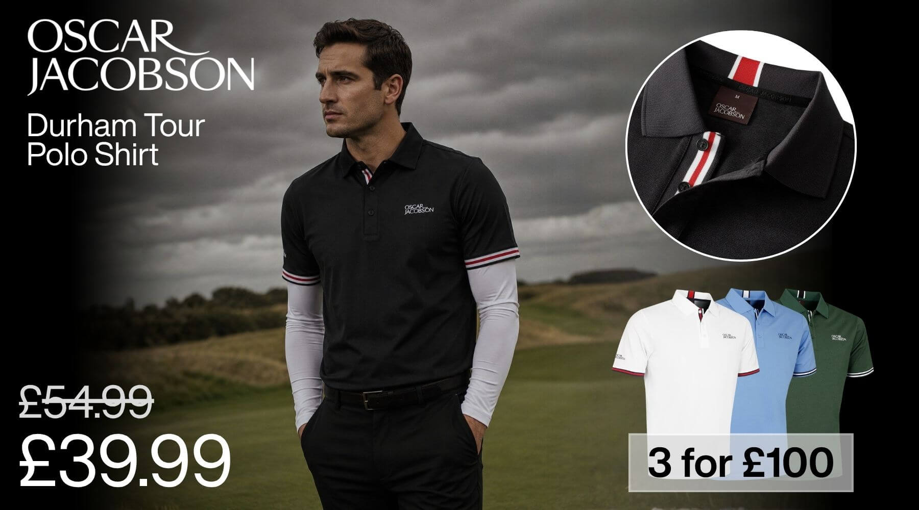Oscar Jacobson Durham Golf Polo Shirt Model Shot