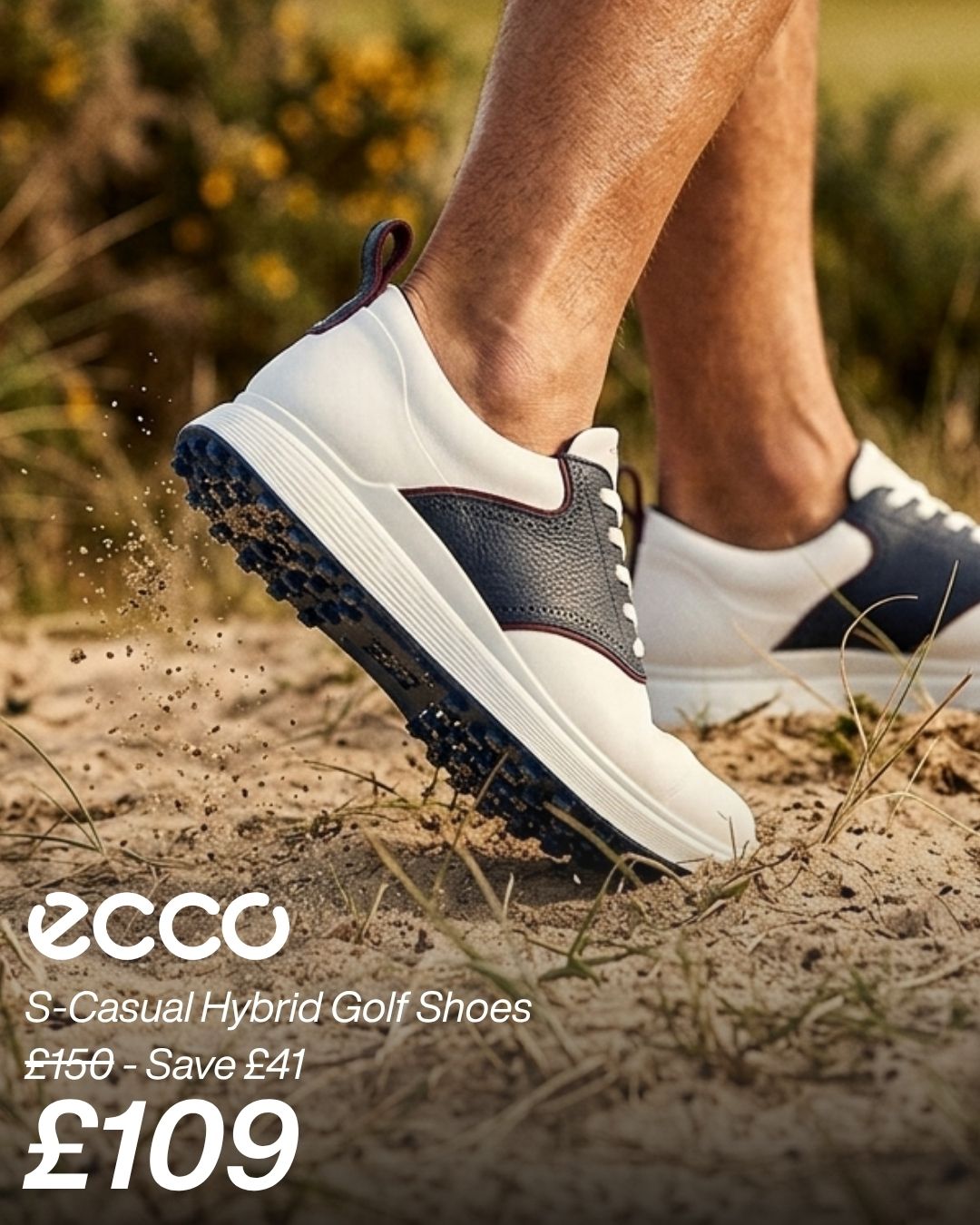 Ecco Mens 2026 Golf S-Casual Hybrid Leather Waterproof Spikeless Golf Shoes
