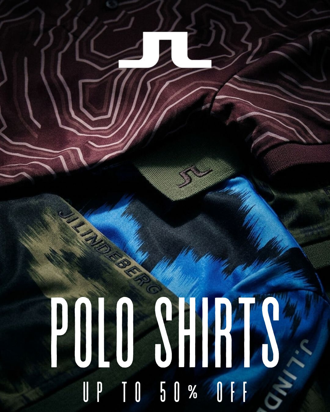 J.Lindeberg Mens Tour Tech Print Wicking Stretch Golf Polo Shirt