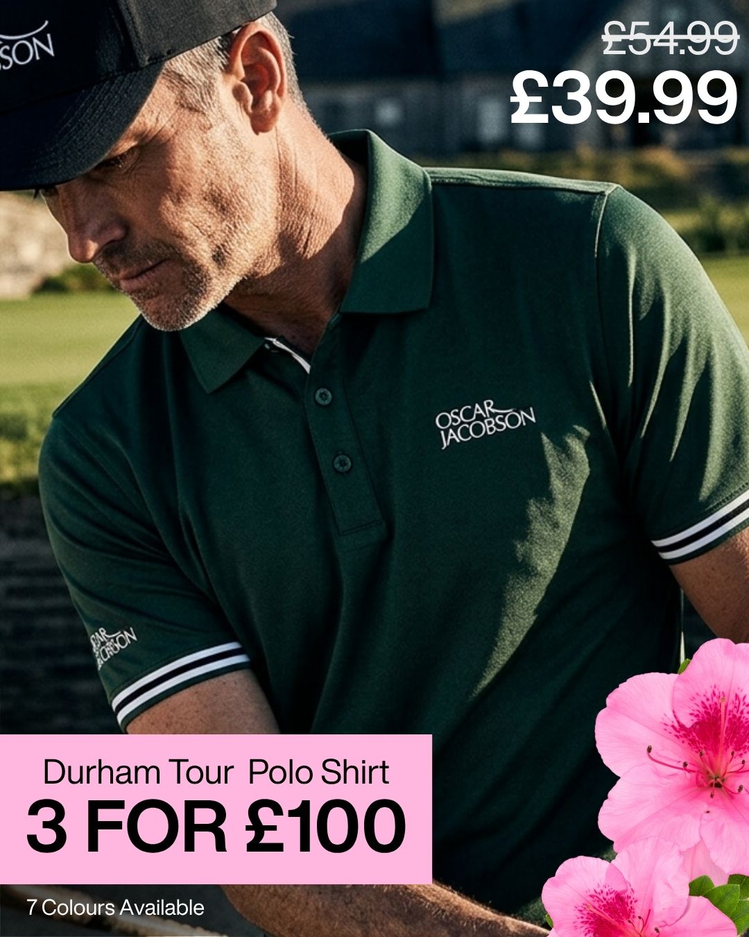 Oscar Jacobson Mens 2026 Durham Tour 4 Way Stretch Golf Polo Shirt