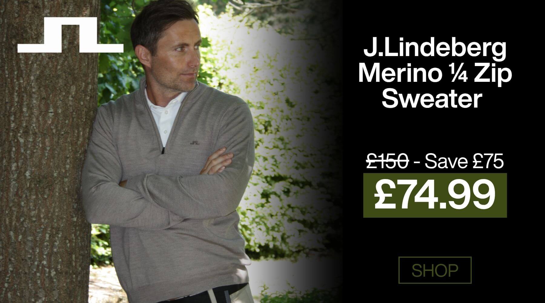 J.Lindeberg Mens Kiyan Italian Merino Wool 1/4 Zip Golf Sweater