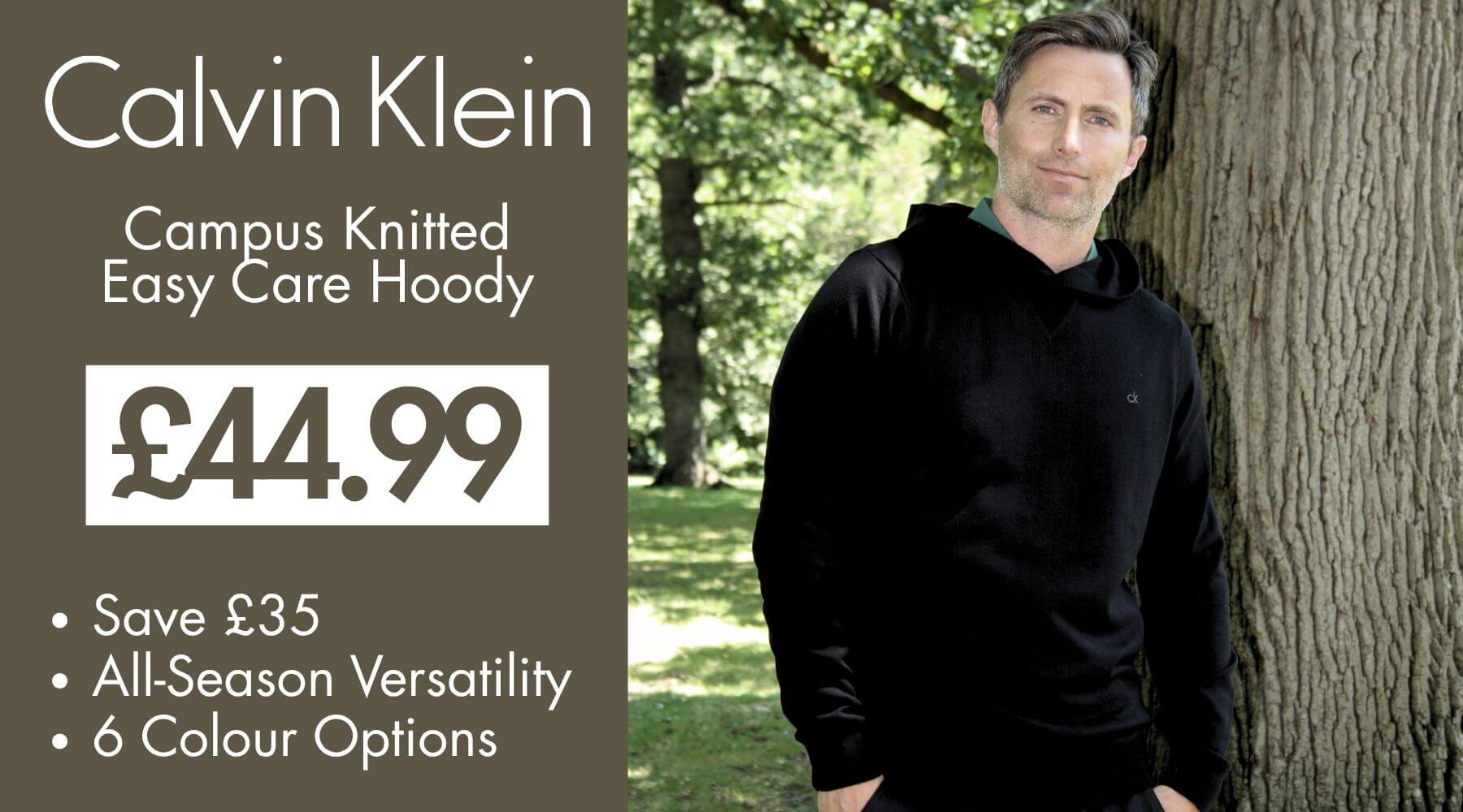 Calvin Klein Mens 2026 Campus Knitted Soft Easy Care Hoody