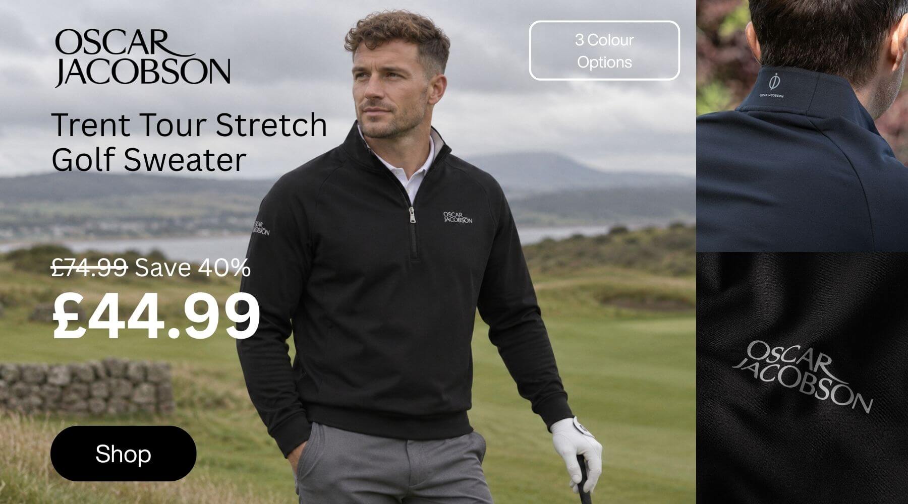 Oscar Jacobson Mens 2026 Trent Tour Comfort Stretch Golf Sweater