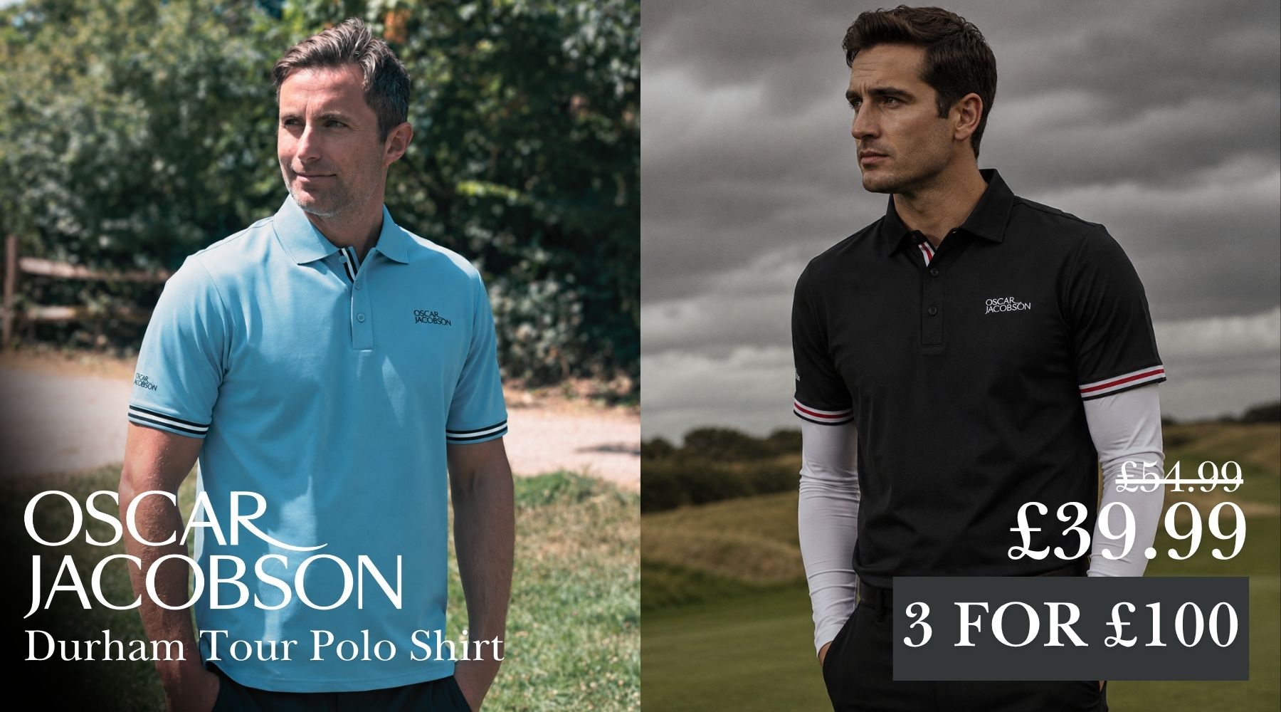 Oscar Jacobson Mens Durham Tour 4 Way Stretch Golf Polo Shirt