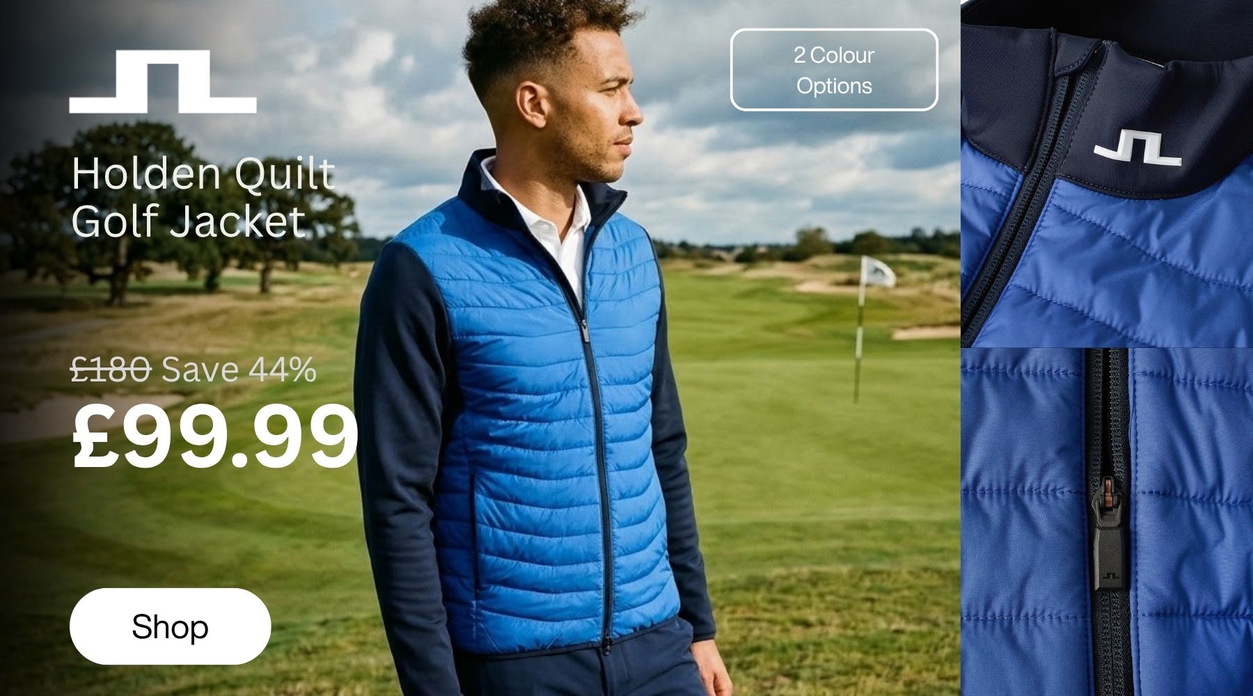 J.Lindeberg Mens Holden Quilt Hybrid Soft Stretch Golf Jacket