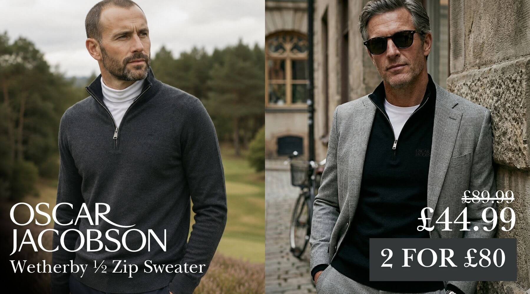 Oscar Jacobson Mens Wetherby 1/2 Zip Soft Stylish Golf Sweater