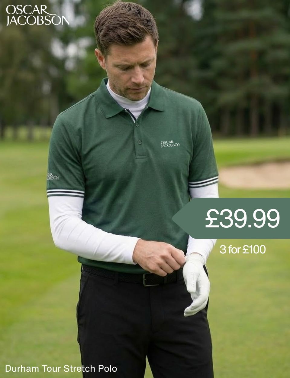 Oscar Jacobson Durham Golf Polo Shirt Model Shot