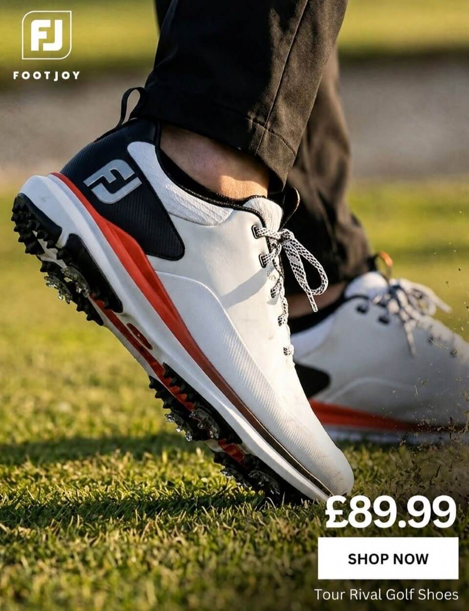 Footjoy Mens 2026 Tour Rival Synthetic Leather Cushioned Waterproof Golf Shoes