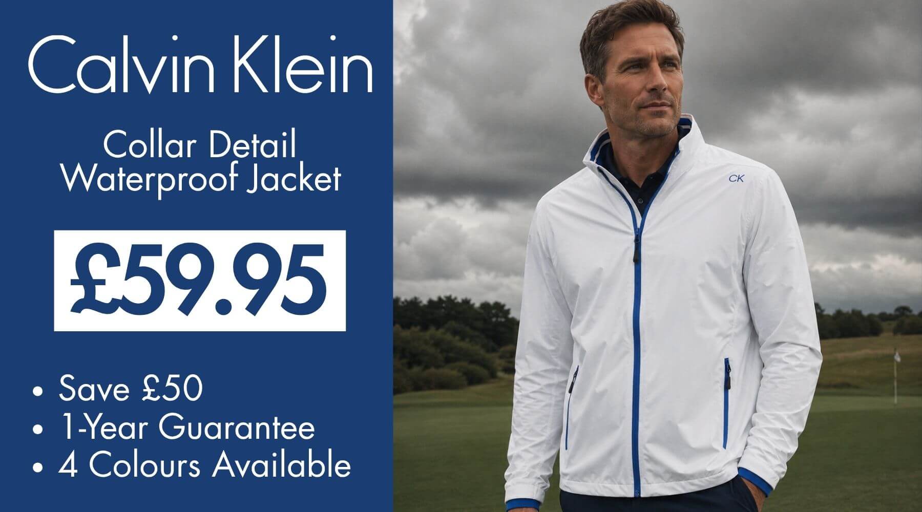 Calvin Klein Mens 2026 Collar Detail Waterproof Stretch Golf Jacket