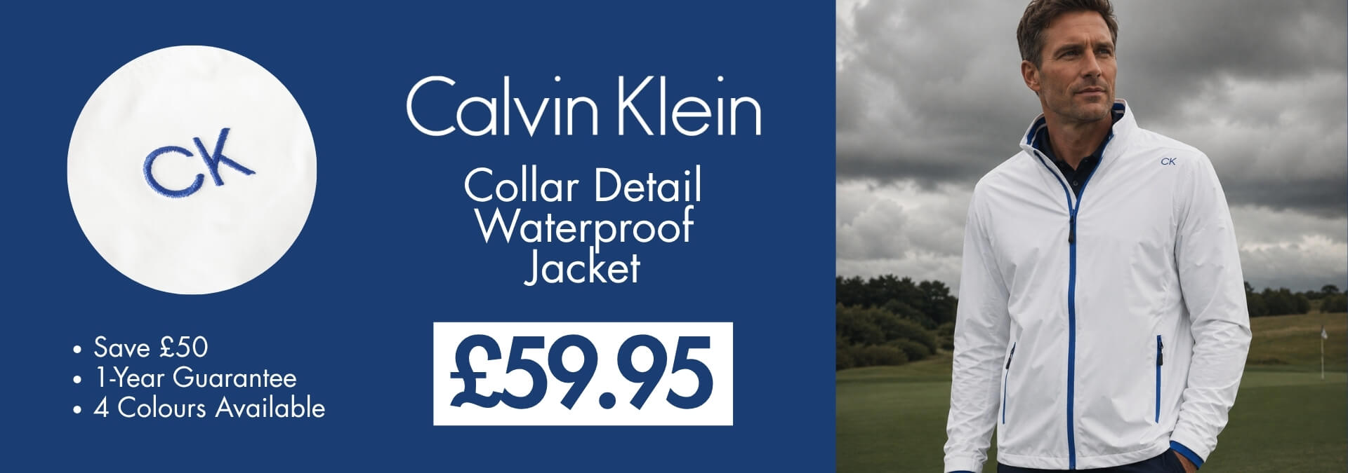 Calvin Klein Mens 2026 Collar Detail Waterproof Stretch Golf Jacket