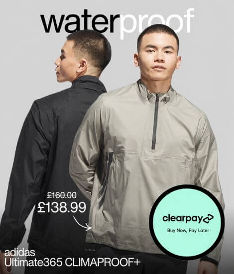 adidas Golf Mens 2026 Ultimate365 Tour CLIMAPROOF+ Half Zip Waterproof Jacket