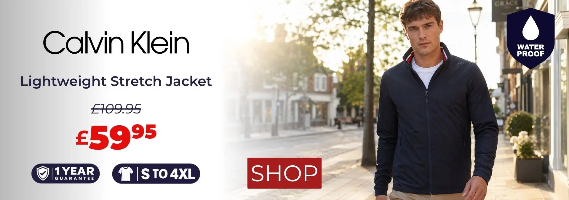 Save £50 on Calvin Klein Mens 2026 Waterproof Stretch Golf Jacket