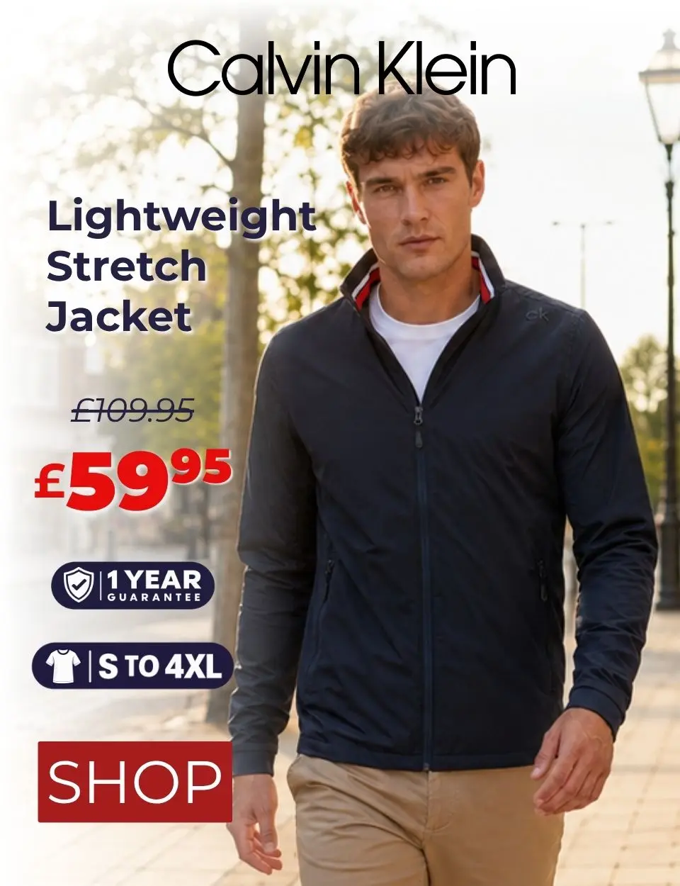 Save £50 on Calvin Klein Mens 2026 Waterproof Stretch Golf Jacket
