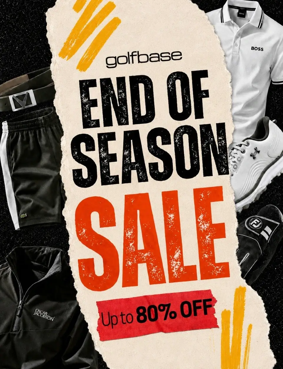 Save up to 80% in Golfbase's End of Season Sale on Golf Clothing