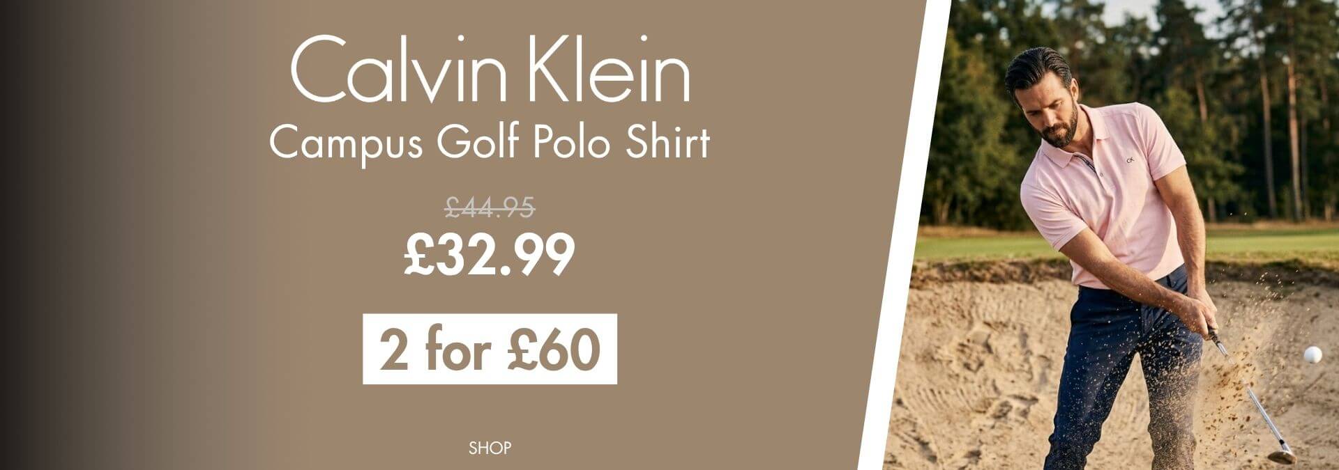 Calvin Klein Mens 2026 Campus 3 Button Ribbed Collar Golf Polo Shirt