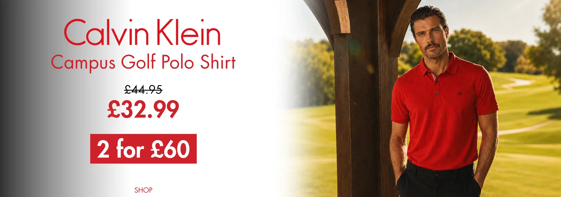 Calvin Klein Mens 2026 Campus 3 Button Ribbed Collar Golf Polo Shirt