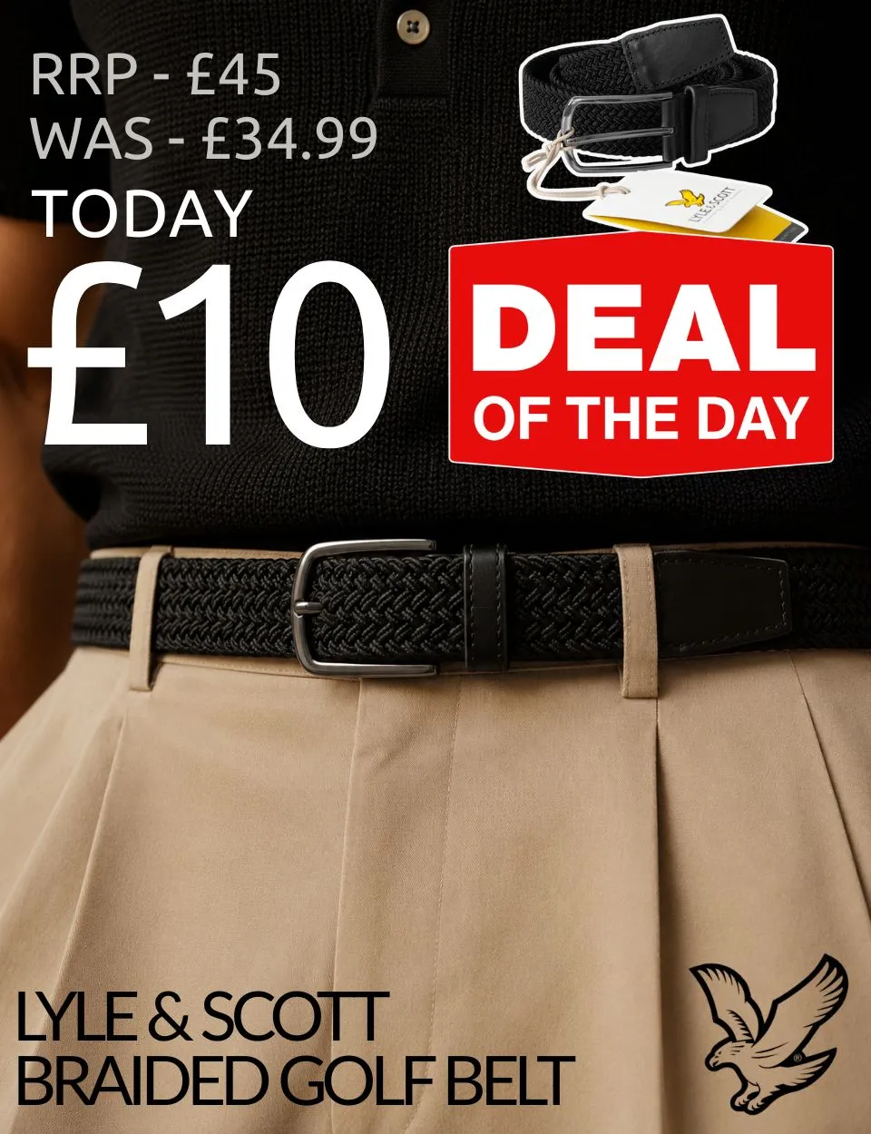 Lyle & Scott Mens Intricate Braided Woven Nylon Branded Golf Belt
