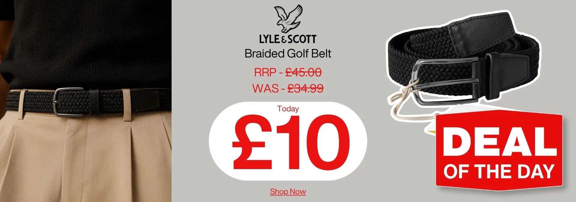 Lyle & Scott Mens Intricate Braided Woven Nylon Branded Golf Belt