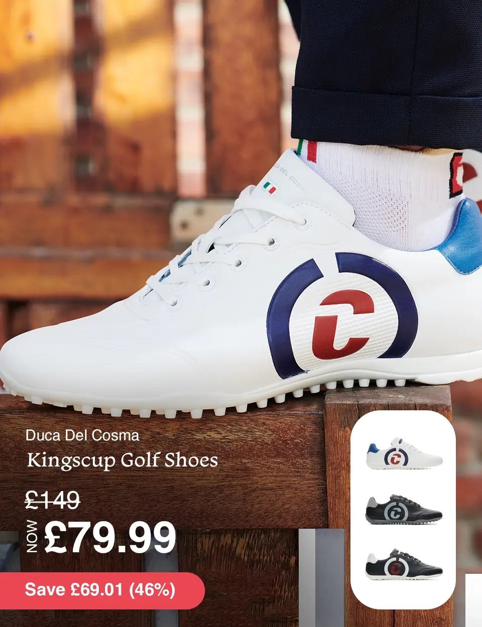 Duca Del Cosma Mens Kingscup Waterproof Memory Foam Golf Shoes