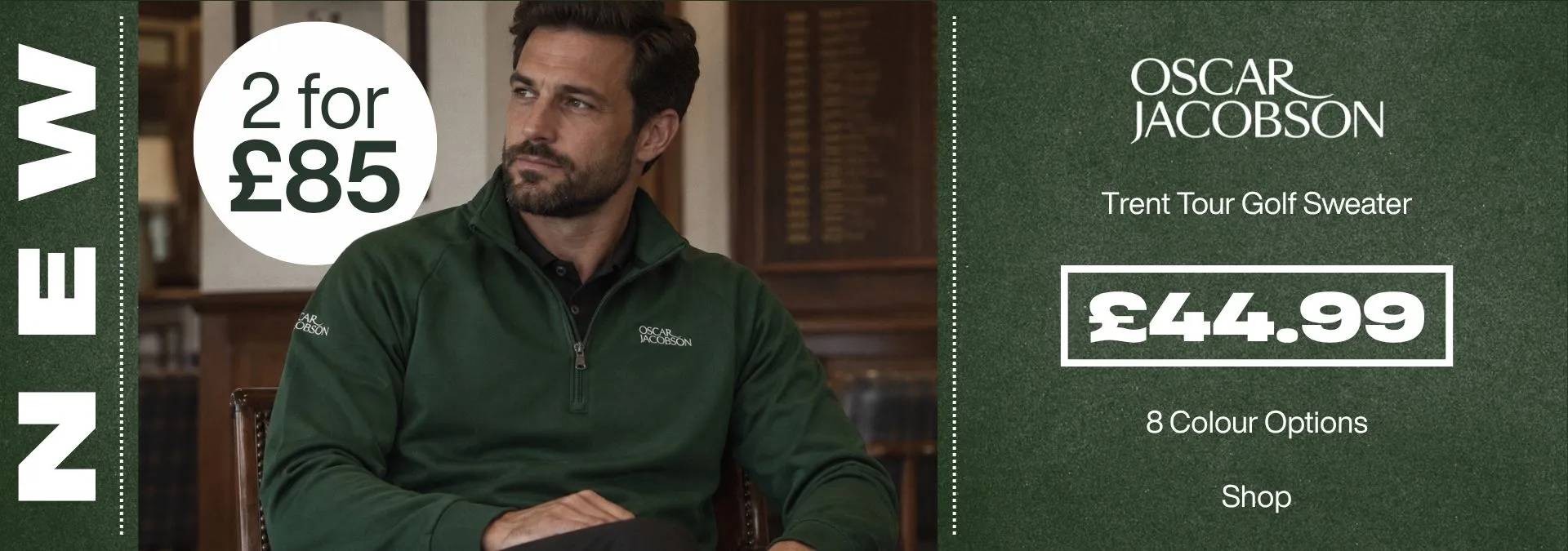 Oscar Jacobson Mens Trent Tour Comfort Stretch Golf Sweater