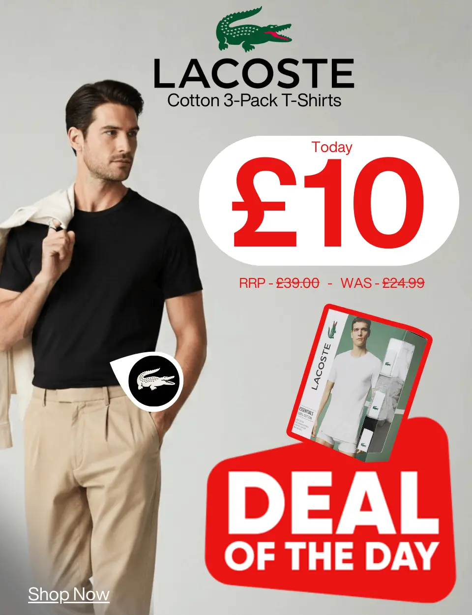  Lacoste 3-Pack T-Shirts Deal