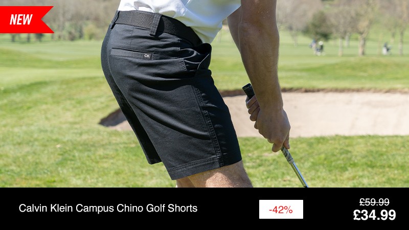 Calvin Klein Mens 2025 Campus Chino Lightweight Stretch Golf Shorts