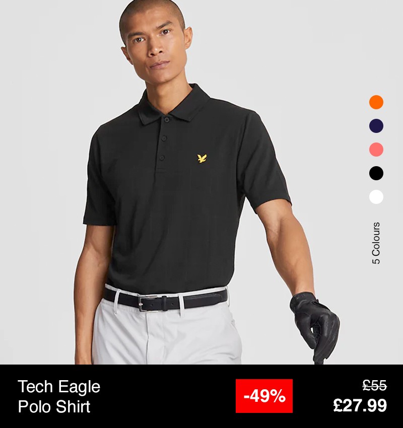 Lyle & Scott Mens 2024 Golf Tech Eagle Logo Recycled Short Sleeve Polo Shirt