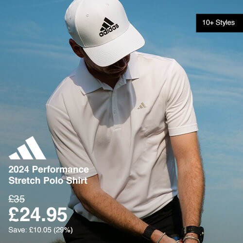 adidas Golf Mens 2024 Performance Left Chest Logo Stretch Polo Shirt